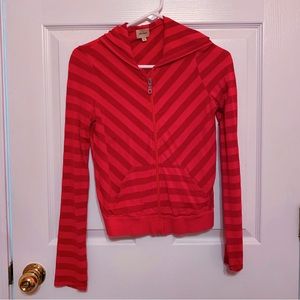 Red striped zip up jacket